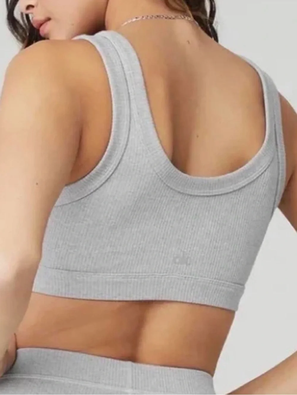 ALO Yoga Wellness Ribbed Scoop Crop Bralette - Dove Gray